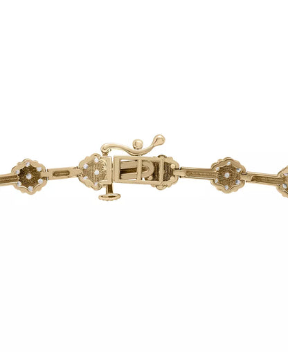 Stunning 2 Ct. T.W. Diamond Flower Cluster Link Bracelet in 14K Gold - Exclusively at Macy's
