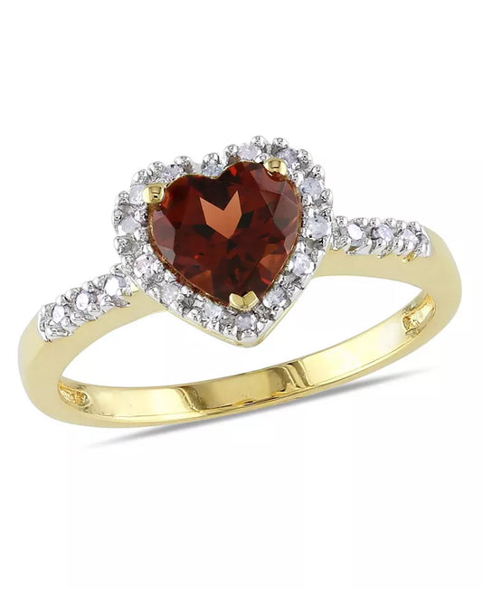 Stunning Garnet and Diamond Halo Heart Ring – A Timeless Treasure