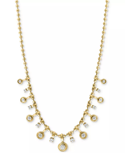 Stunning EFFY® 14K Gold Diamond Dangle Collar Necklace - 1.2 Carats of Elegance!