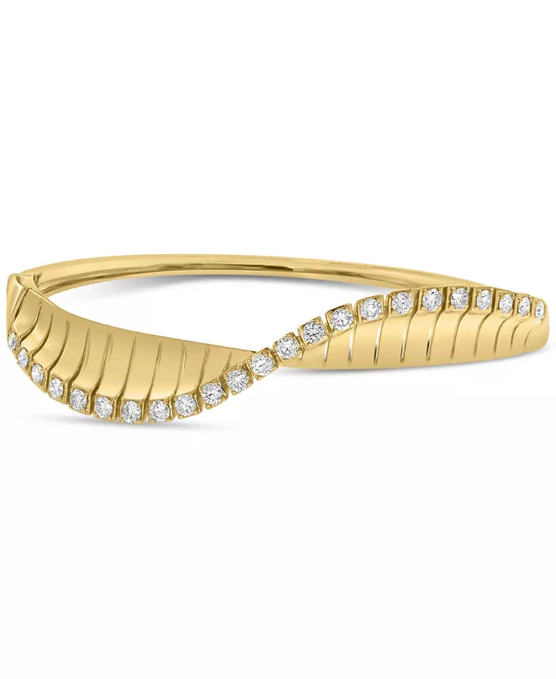 Stunning EFFY® 14K Gold Diamond Wave Bangle Bracelet - 1.25 Ct. T.W.