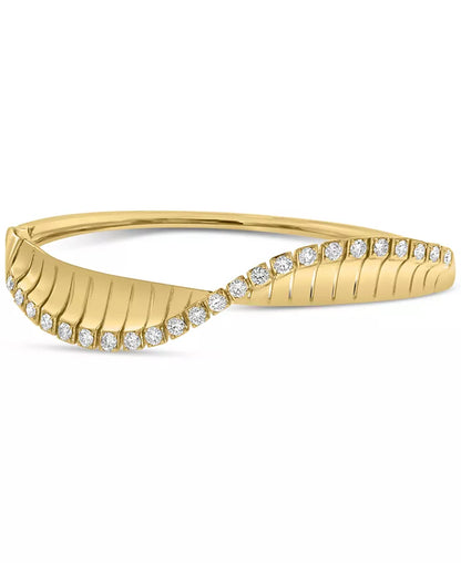 Stunning EFFY® 14K Gold Diamond Wave Bangle Bracelet - 1.25 Ct. T.W.