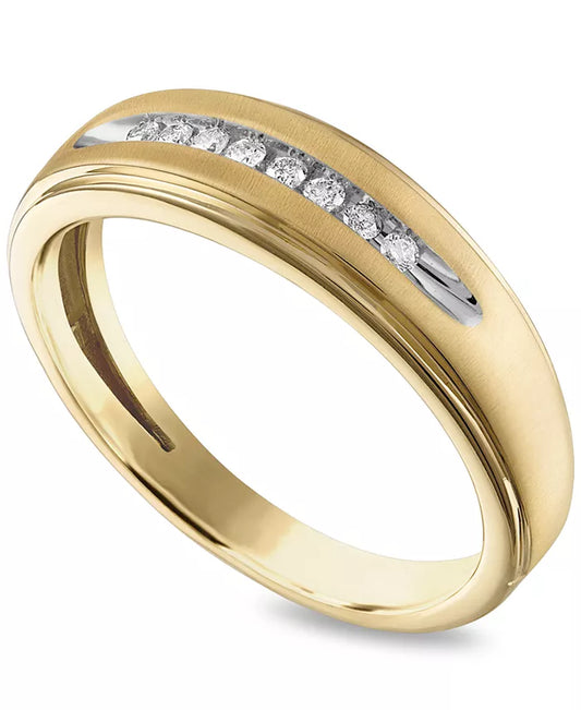 Stunning Men's Diamond Band in 10K Yellow or White Gold - 1/10 Ct. T.W.
