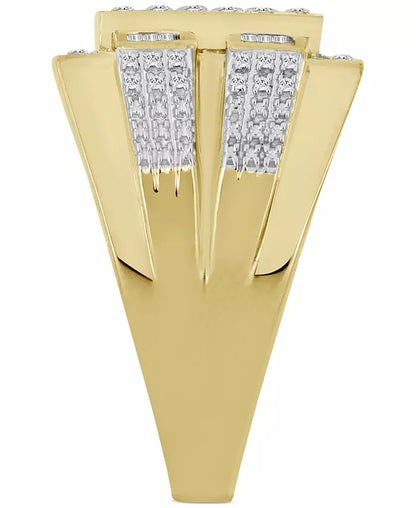 Stunning 1/2 Ct. T.W. Men's Diamond Statement Ring in Luxurious 10K Yellow Gold