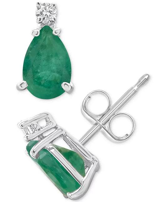 Stunning 1-7/8 Ct. T.W. Sapphire & Diamond Accent Stud Earrings in Luxurious 14K White Gold - Available in Emerald & Ruby!