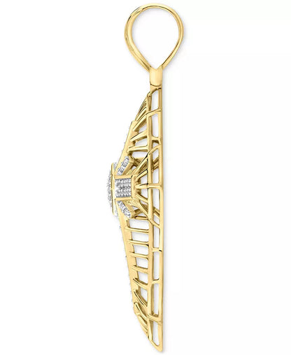 Stunning 1 Ct. T.W. Men's Diamond Cross Openwork Pendant in Luxurious 10K Gold