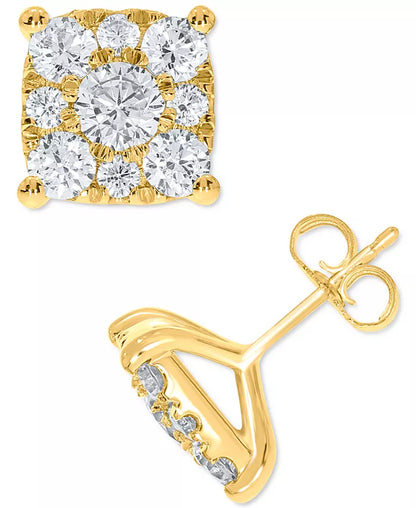 Stunning 2 Ct. T.W. Diamond Square Cluster Stud Earrings