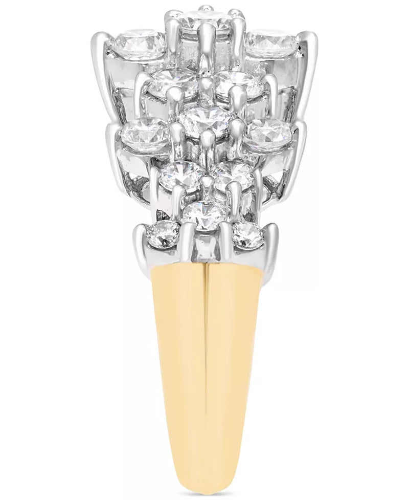 Stunning 2 Ct. T.W. Diamond Horizontal Cluster Ring in Luxurious 14K Gold