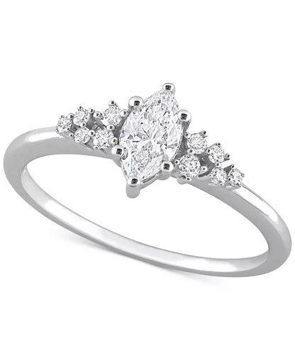 Stunning 1/2 Ct. T.W. Diamond Marquise-Cut Engagement Ring in Elegant 14K White Gold