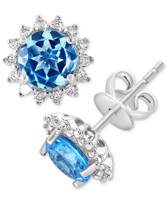 Stunning EFFY® Amethyst & Diamond Halo Stud Earrings in 14K Rose Gold - Also Available in Blue Topaz & Citrine!