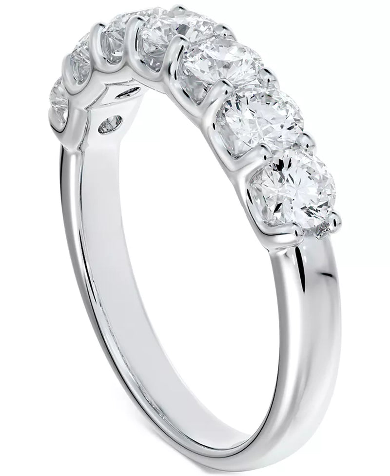 Stunning 3/4 Ct. T.W. Seven Stone Diamond Band in Luxurious 14K White Gold
