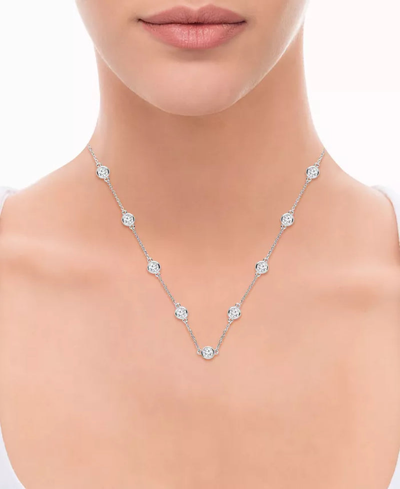 Stunning 6 Ct. Lab Grown Diamond Statement Necklace in 14K White or Yellow Gold with 18" + 4" Extender