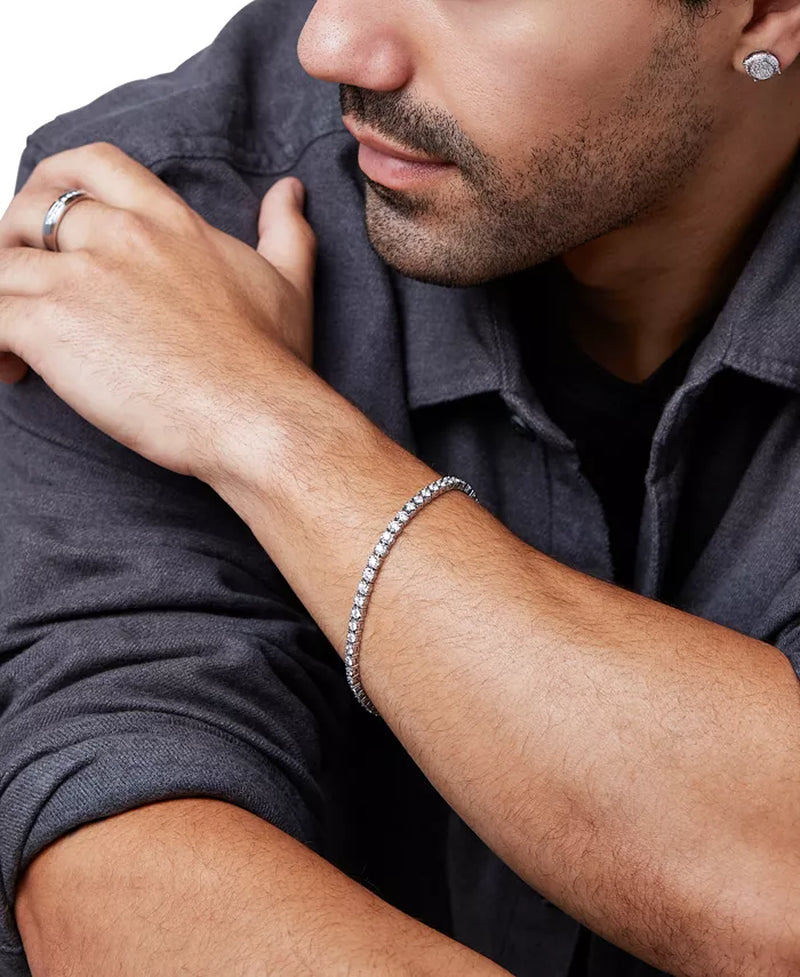 Stunning 5 Ct. Men's Lab Grown Diamond Tennis Bracelet in 10K White Gold