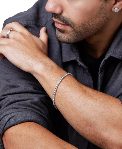 Stunning 5 Ct. Men's Lab Grown Diamond Tennis Bracelet in 10K White Gold