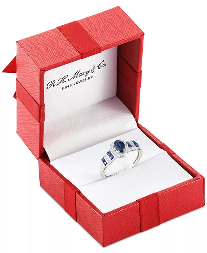 Stunning 1 Ct. Sapphire & 1/8 Ct. Diamond Ring in 14K Gold - Also Available in Emerald & Ruby