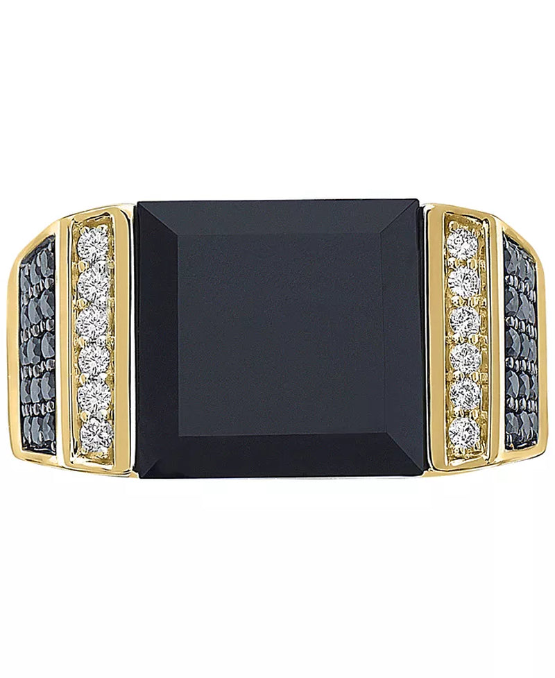 Stunning EFFY® Men's 14K Gold Black Onyx & Diamond Ring (5/8 Ct. T.W.)