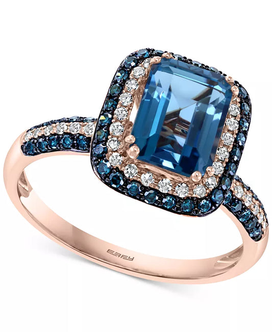 Stunning EFFY® London Blue Topaz & Diamond Statement Ring in 14K Rose Gold - 2-1/5 Ct. T.W.