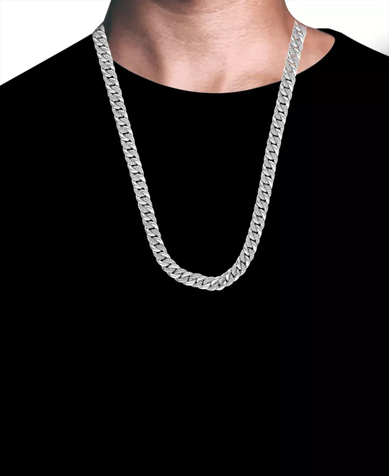 Men's 22" Diamond Curb Link Chain Necklace - 5 Ct. T.W. in Sterling Silver or 14K Gold-Plated Silver