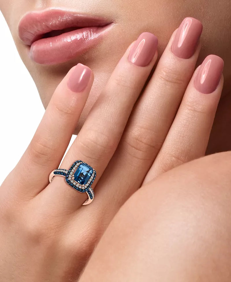 Stunning EFFY® London Blue Topaz & Diamond Statement Ring in 14K Rose Gold - 2-1/5 Ct. T.W.