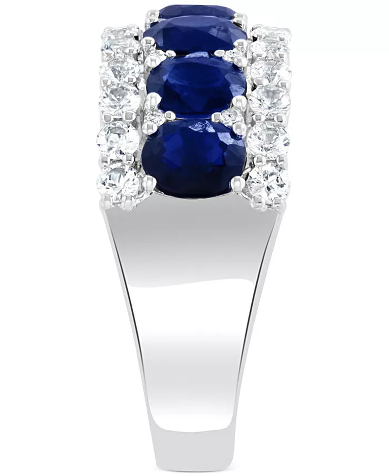 Stunning EFFY® 3.5 Ct. Blue & White Sapphire Ring with Diamond Accents in 14K White Gold - Available in Emerald and Pink Sapphire