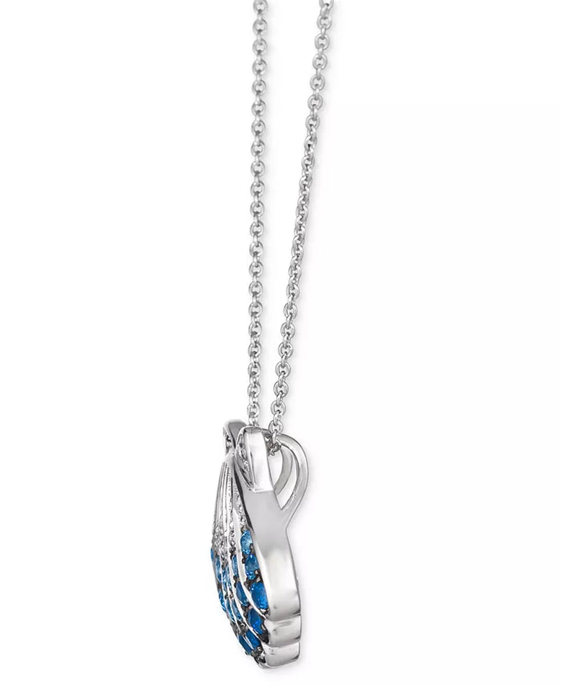 Stunning Multi-Sapphire & Nude Diamond Shell Pendant Necklace in 14K White Gold - 18" + 2" Extender