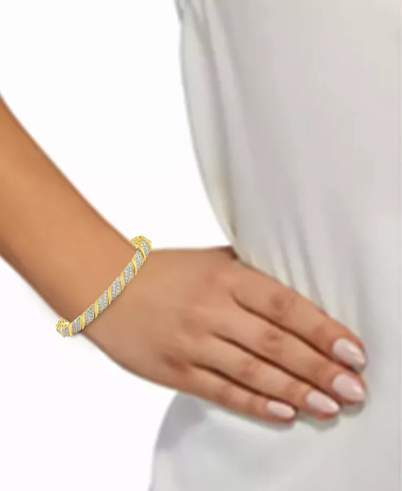 Stunning 3 Ct. T.W. Diamond Diagonal Row Link Bracelet in Luxurious 10K Gold