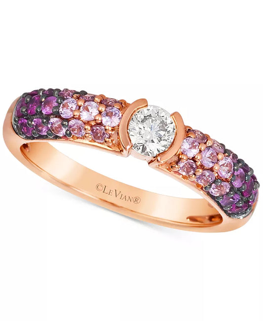 Stunning Ombre Ring in 14K Strawberry Gold with Pink Sapphire & Nude Diamonds - 1 Ct. T.W.