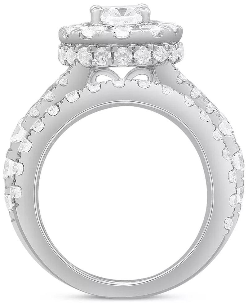 Stunning 4 Ct. T.W. Diamond Oval Halo Bridal Set in Elegant 14K White Gold