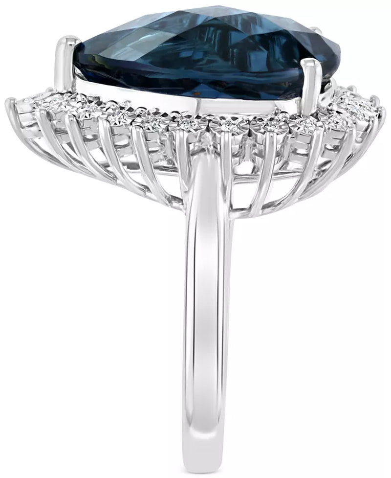Stunning EFFY® London Blue Topaz & Diamond Ring in 14K White Gold - 12.75 Ct. T.W.