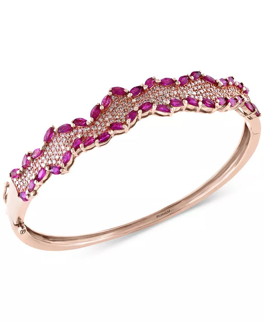 Stunning EFFY® 14K Rose Gold Ruby & Diamond Bangle Bracelet - 4-3/8 Ct. T.W. Ruby and 3/4 Ct. T.W. Diamond, Exclusively at Macy's