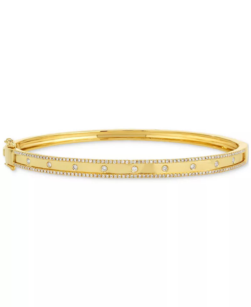 Stunning 14K Gold Vanilla & Nude Diamond Bangle Bracelet - 1/2 Ct. T.W.