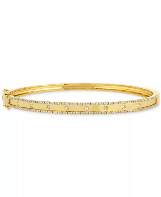Stunning 14K Gold Vanilla & Nude Diamond Bangle Bracelet - 1/2 Ct. T.W.