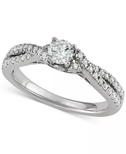 Stunning 5/8 Ct. T.W. Diamond Engagement Ring in Elegant 14K White Gold