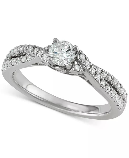 Stunning 5/8 Ct. T.W. Diamond Engagement Ring in Elegant 14K White Gold