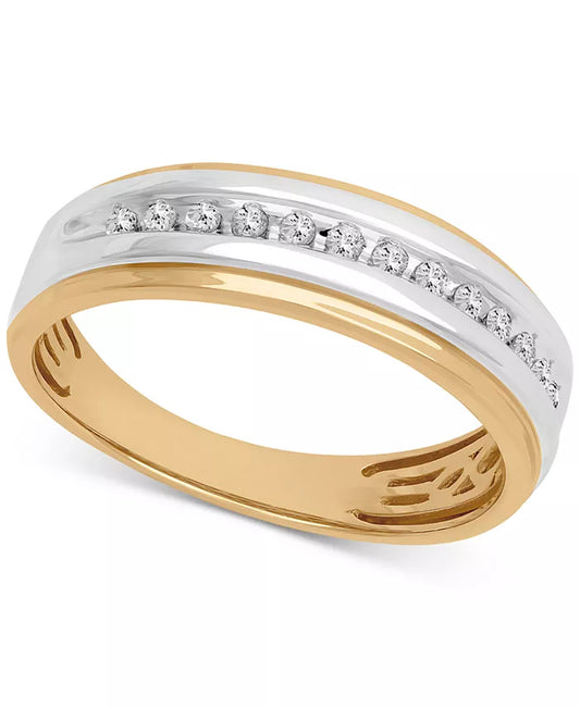 Stunning 14K Gold Men's Diamond Wedding Band - 1/6 Ct. T.W.