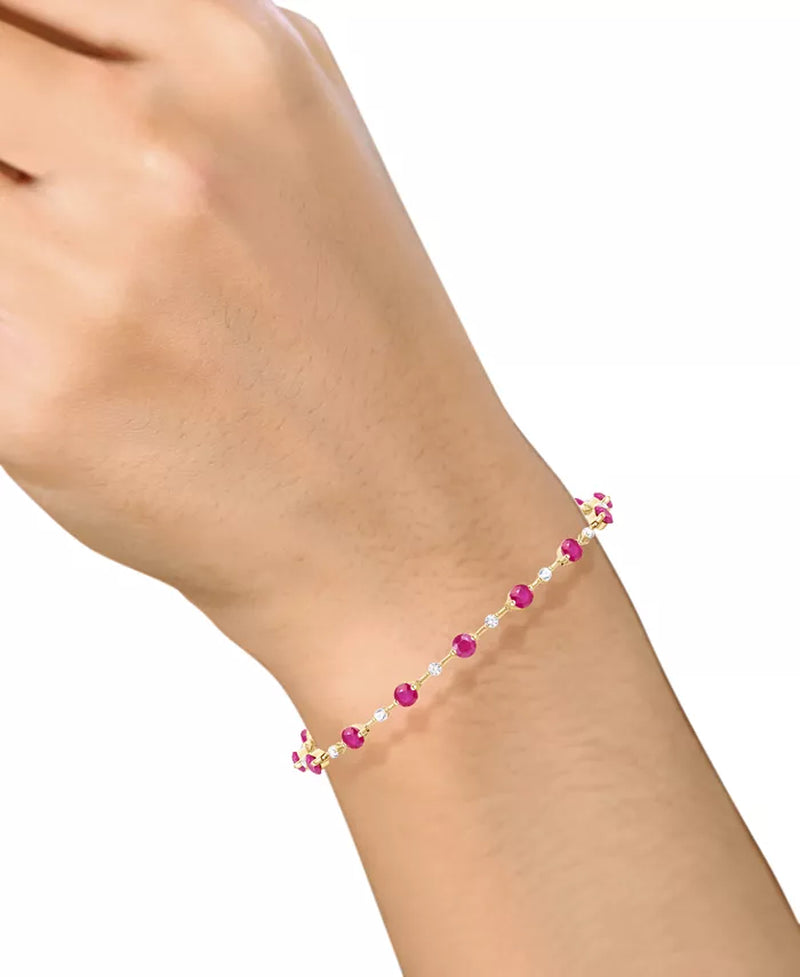 Stunning 14K Gold Emerald & Diamond Bracelet (2-1/8 Ct. T.W. Emerald & 1/2 Ct. T.W. Diamond) - Also Available in Ruby & Sapphire