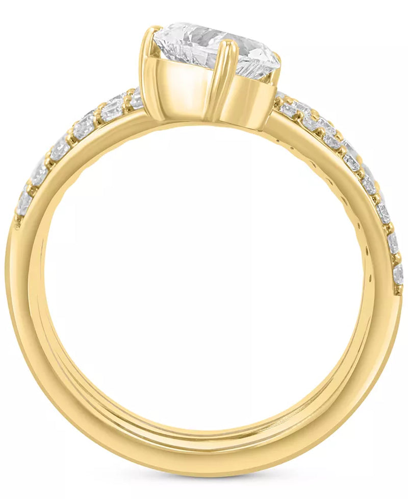 Stunning EFFY® Lab Grown Diamond Heart & Round Coil Wrap Ring (1-7/8 Ct. T.W.) in Luxurious 14K Gold