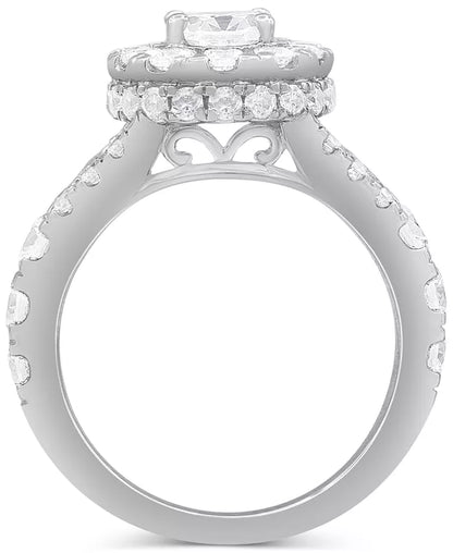 Stunning 4 Ct. T.W. Diamond Oval Halo Bridal Set in Elegant 14K White Gold