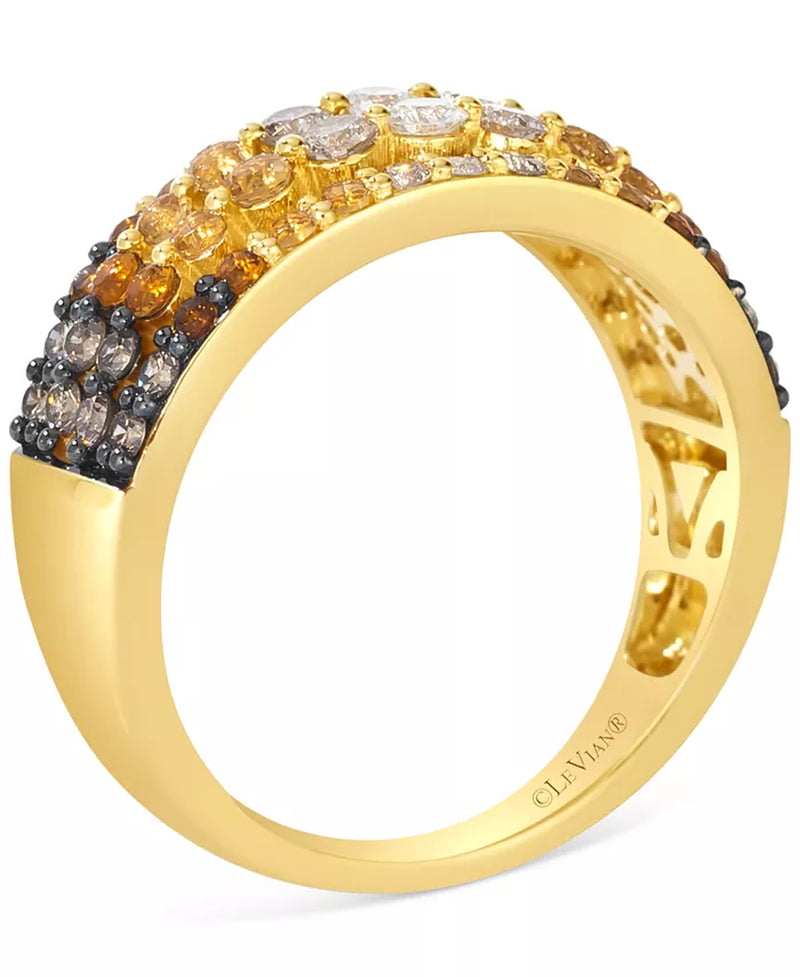 Stunning Desert Ombre™ Citrine & Diamond Four Row Statement Ring in 14K Gold - 1/2 Ct. T.W. Citrine & 5/8 Ct. T.W. Diamonds