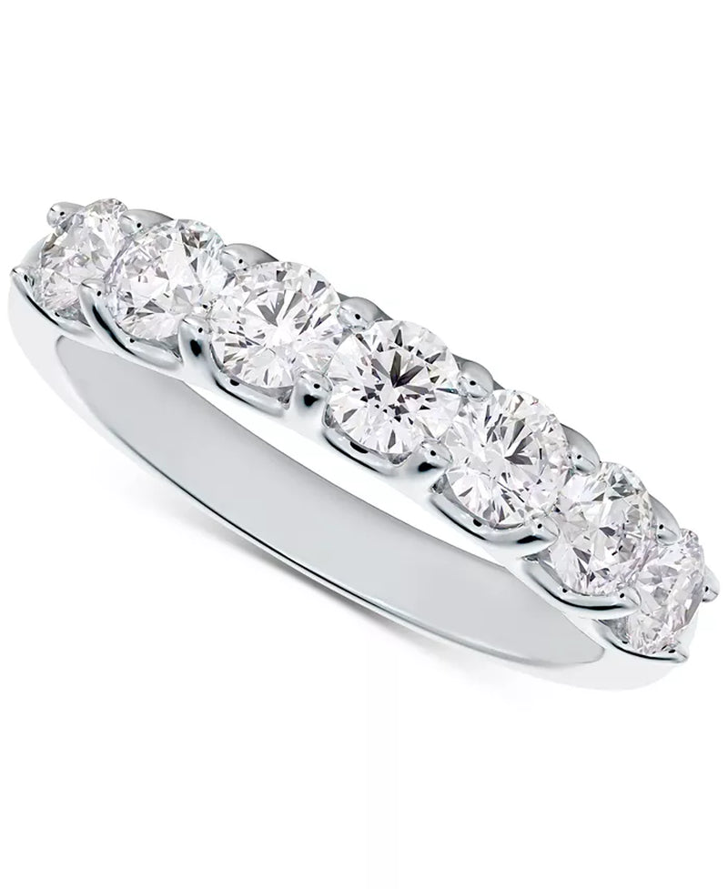 Stunning 3/4 Ct. T.W. Seven Stone Diamond Band in Luxurious 14K White Gold