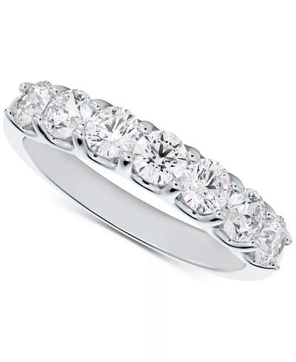 Stunning 3/4 Ct. T.W. Seven Stone Diamond Band in Luxurious 14K White Gold