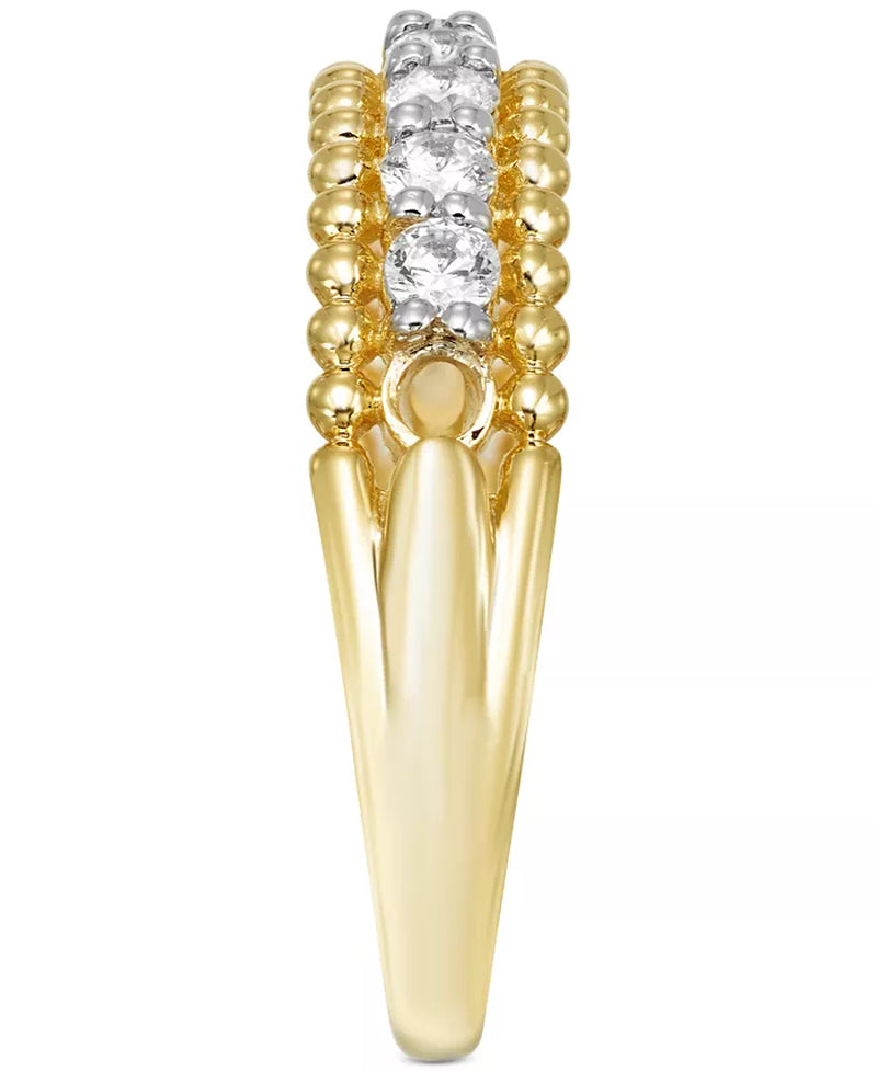 Stunning 1/2 Ct. T.W. Diamond Beaded Edge Band in Luxurious 14K Gold
