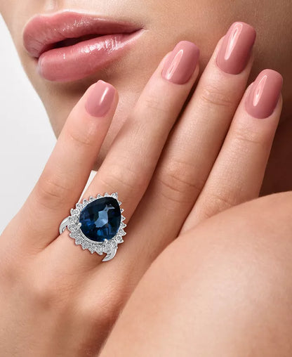 Stunning EFFY® London Blue Topaz & Diamond Ring in 14K White Gold - 12.75 Ct. T.W.