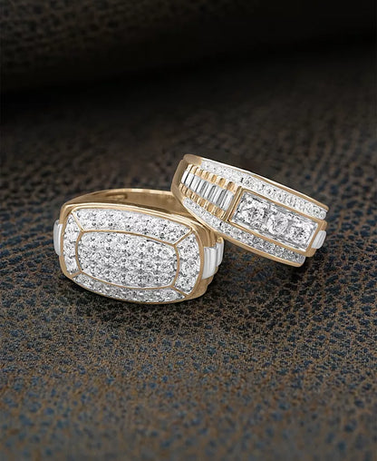Stunning Men's Two-Tone Diamond Statement Ring (1 Ct. T.W.) in 10K Gold