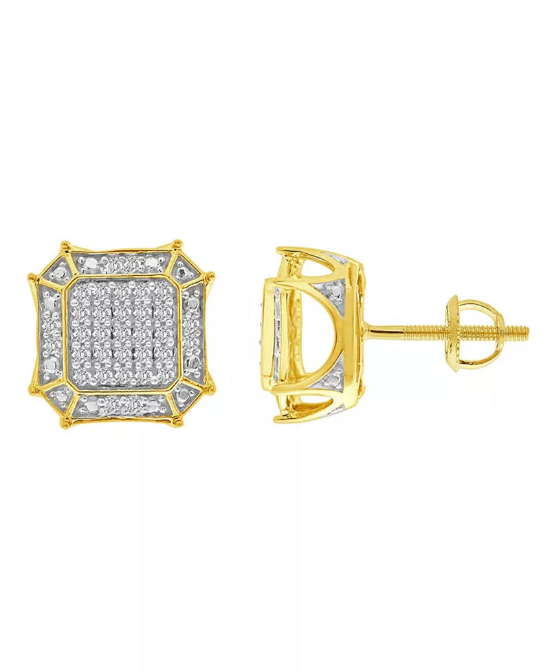 Stunning Men's 1/3 Ct. Diamond Earrings in 10K Yellow Gold