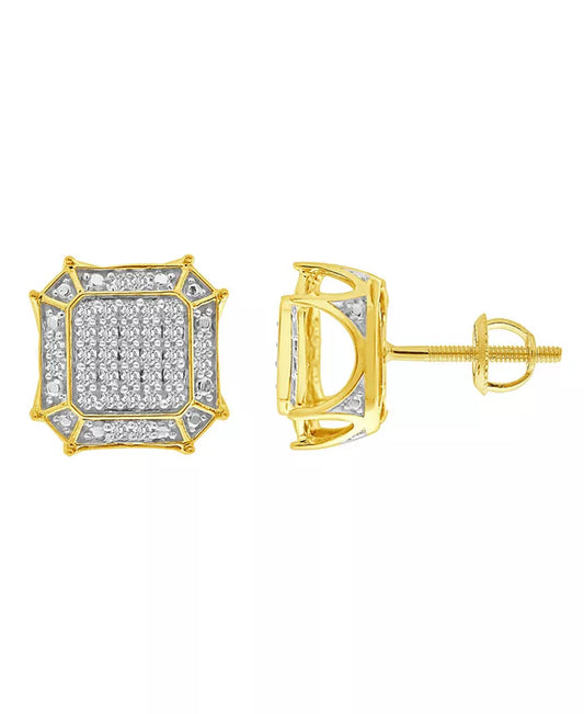 Stunning Men's 1/3 Ct. Diamond Earrings in 10K Yellow Gold
