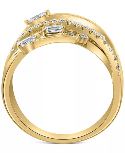 Stunning EFFY® 1 Ct. T.W. Diamond Multi-Shape Crossover Ring in Luxurious 14K Gold