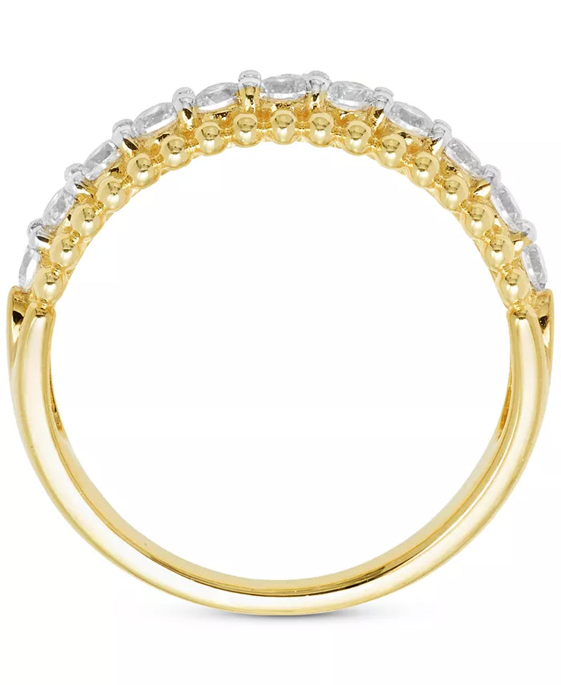 Stunning 1/2 Ct. T.W. Diamond Beaded Edge Band in Luxurious 14K Gold