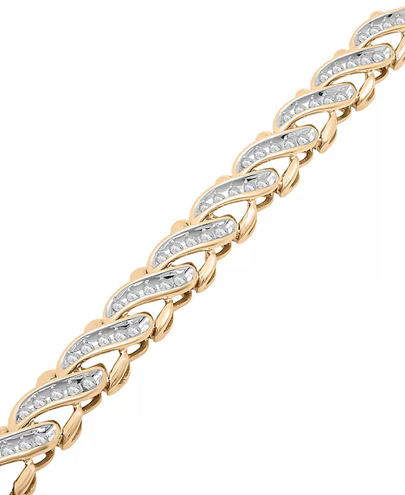 Stunning 1 Ct. T.W. Diamond Diagonal Link Bracelet in 10K Gold - Exclusively at Macy's