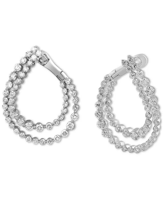 Stunning 2 Ct. T.W. Diamond Spiral Shared Prong Hoop Earrings in 10K White Gold