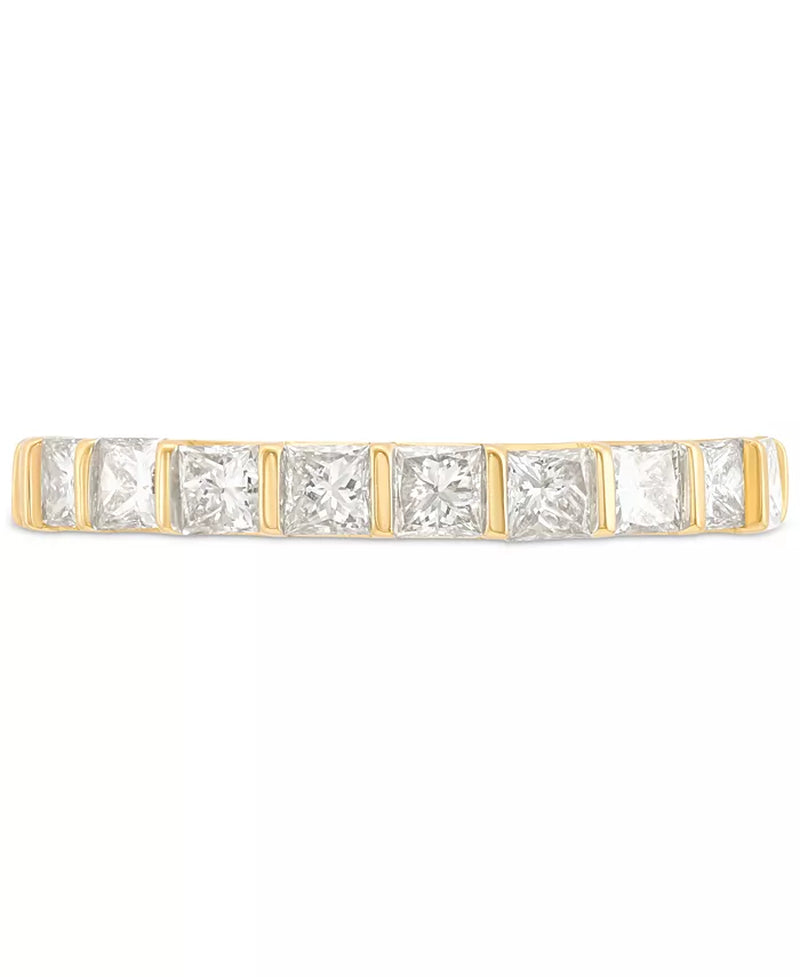 Stunning 1 Ct. T.W. Diamond Princess Ten Stone Band in Luxurious 14K Gold